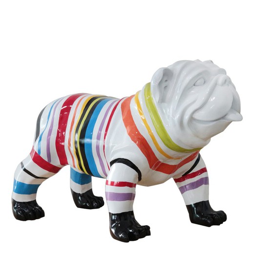 Kuatéh Hodor Bulldog Figura 61x32x38 cm Listrado branco