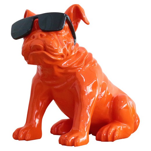 Kuatéh Khal Bulldog Figura 40x23x40 cm Seduta in arancione