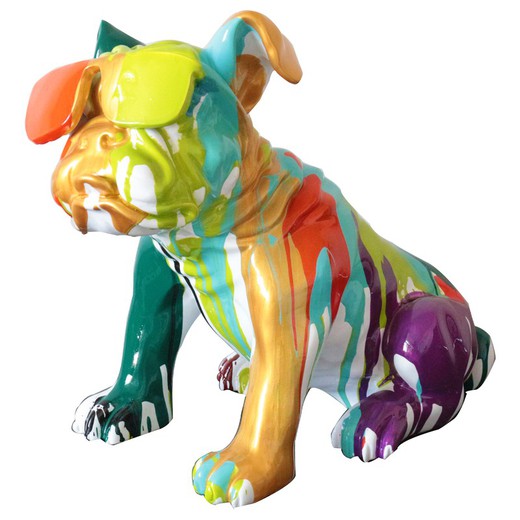Kuatéh Bharbo Bulldog seduto Figura 40x23x40 cm Multicolore