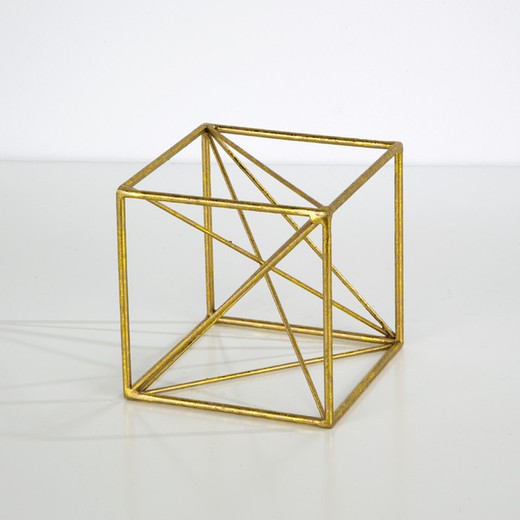 Figura de metal dorado, 15x15x15 cm