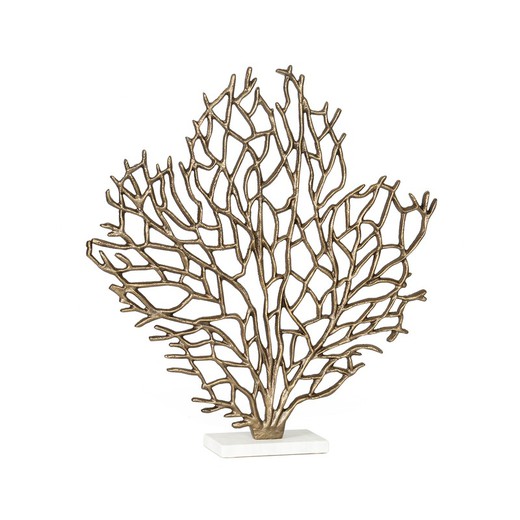 Figura decorativa de aluminio dorado/blanco, 48 x 10 x 53 cm | Coral tree
