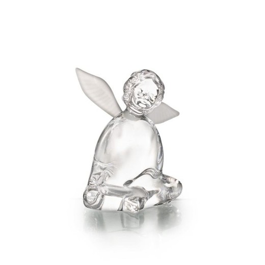 Figura decorativa de angelote  de cristal transparente, 6 x 6,6 x 10,5 cm | Anjo