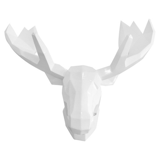 Figura Figura Cabeza de Reno Kuatéh 41x24x47 cm Blanco Mate