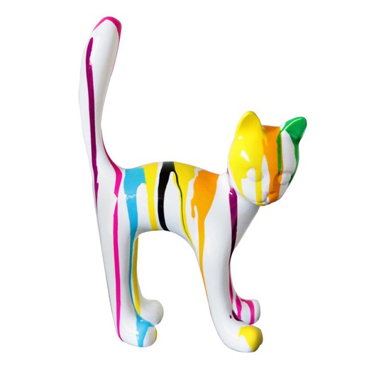 Kuatéh Bastet Cat Figur 22x12x31cm hvid flerfarvet