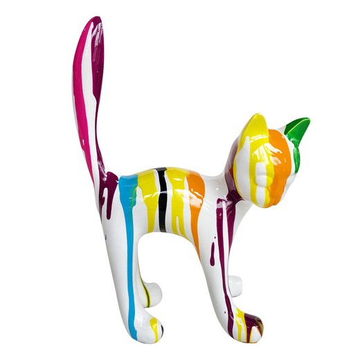 Kuatéh Bastet Kattenfiguur 22x12x31cm Wit Multicolor