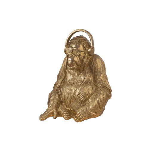 Figura Orangután acabado en Pan de Oro Dorado, 28x26x36cm