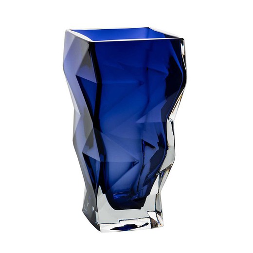 Florero de cristal azul, Ø 13,5 x 28,8 cm | Fractal