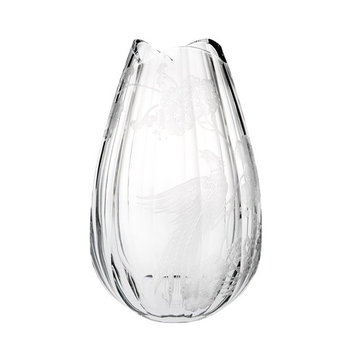 Vase en verre transparent, Ø 21,6 x 34,5 cm | oiseau bleu
