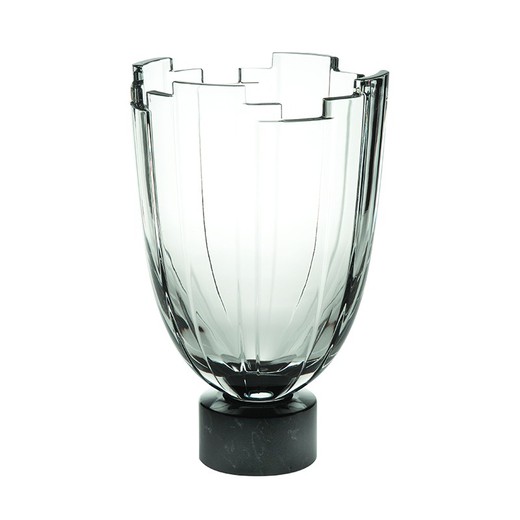 Florero de cristal transparente y negro, Ø 21,5 x 33,3 cm | Odeon