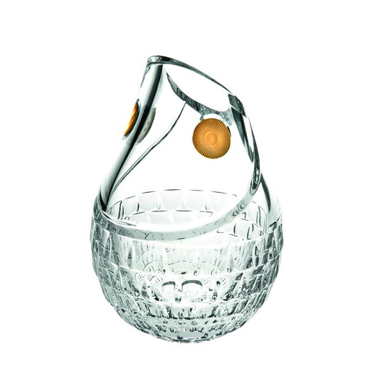 Vase aus transparentem und vergoldetem Glas und Gold, Ø 17,5 x 27 cm | oder Fisch