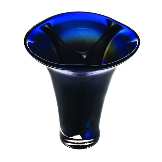 Florero de cristal y vidrio azul, Ø 28 x 30,5 cm | Trilogy