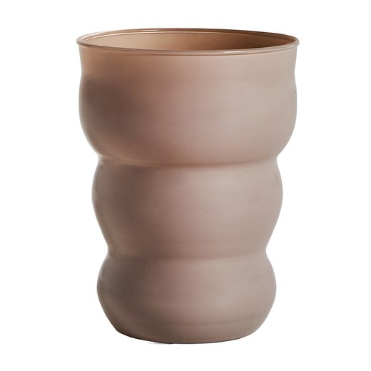 Taupe glass vase, Ø 14 x x 19 cm | Kerr