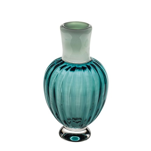 Crystal and blue glass vase L, Ø 16.5 x 31.5 cm | caneleto