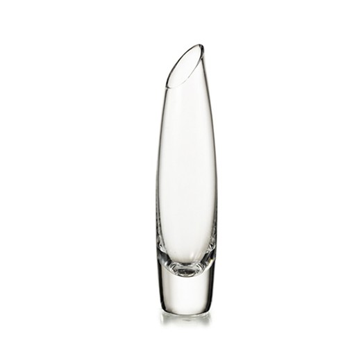 Clear glass m vase, Ø 3.8 x 21 cm | Long Bias