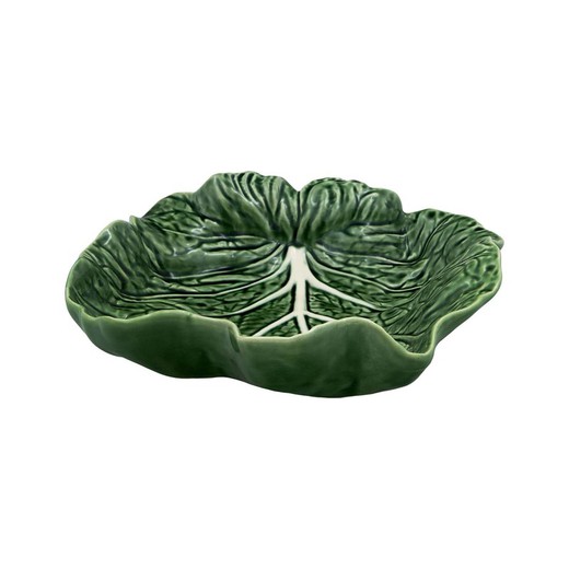 Grand plat en faïence vert, 26 x 25 x 8,5 cm | Chou