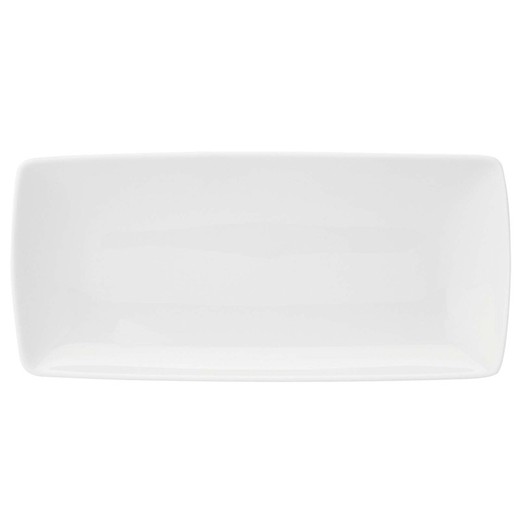 Porcelain baguette platter Carré Whité, 32.4x14.5x2.8 cm