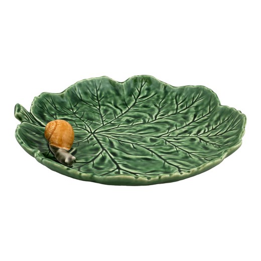 Green earthenware fountain, Ø 29 x 4.5 cm | Geranium