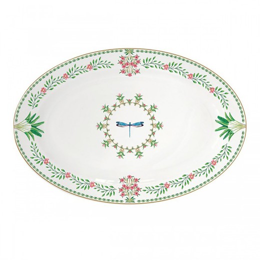 Owalna fontanna porcelanowa w kolorze Multicolor, 35 x 23,5 cm | botanika