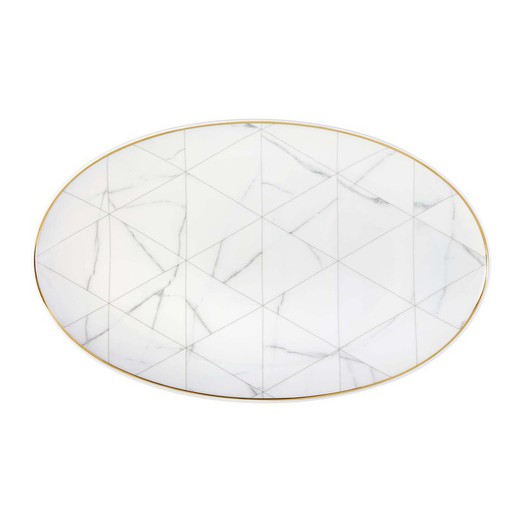 Große ovale Platte Carrara-Porzellan, 39,3x24,5x2,4 cm