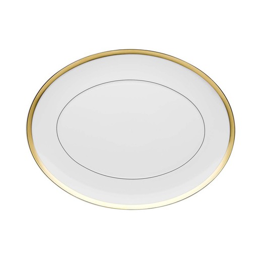 Grande Piatto Ovale in Porcellana Domo Oro, 41,6x32,3x2,9 cm
