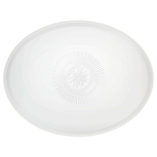 Ornamento grande de prato oval de porcelana, 41,6 x 32,3 x 2,9 cm