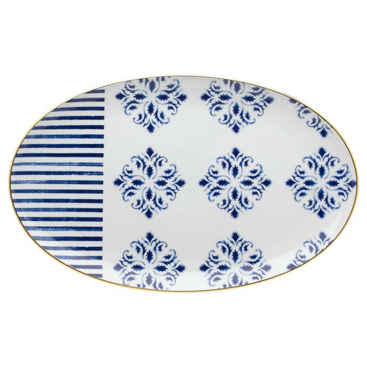 Large oval porcelain platter Transatlântica, 39.3x24.4x2.4 cm