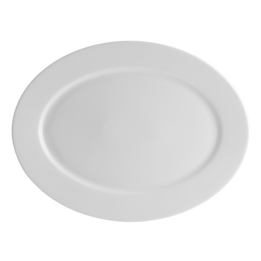 Prato oval L de porcelana branca, 32,5 x 42,5 x 3,4 cm | Broadway Branco