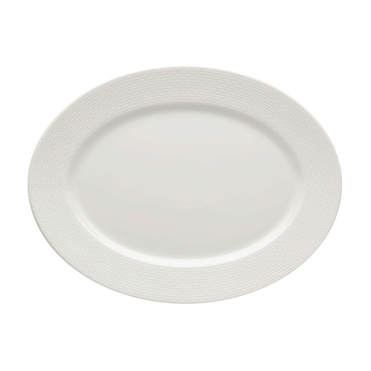 Medium Oval Porcelain Platter in White, 35.8 x 27.3 x 2.9 cm | Basket