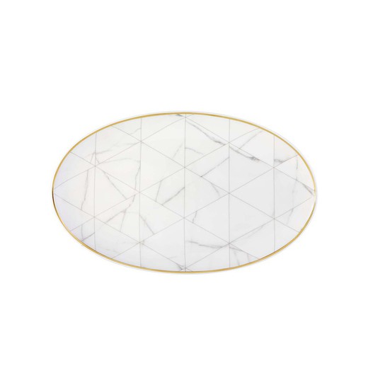 Fuente Oval Pequeña porcelana Carrara, 33,8x21x2,5 cm