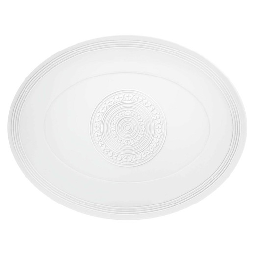 Ornamento pequeno de prato oval de porcelana, 34,7x26,5x2,8 cm
