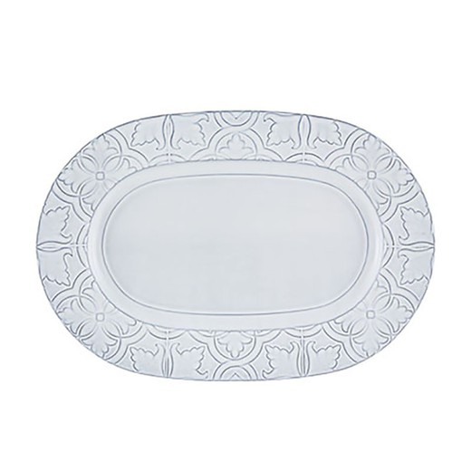 Ovale faience schaal in verouderd wit, 37,8 x 26,2 x 3,8 cm | Novastraat