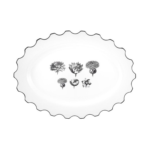 Stort ovalt vitt porslinsfat, 41,1 x 29,7 x 3,2 cm | Herbariae Parad