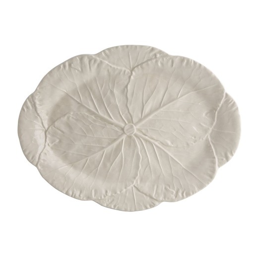 Plat ovale L en faïence blanche, 43 x 32 x 3 cm | chou blanc