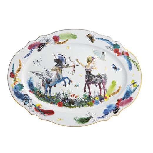 Oval L porcelain dish in multicolor, 40.6 x 30.3 x 3.3 cm | Caribbean