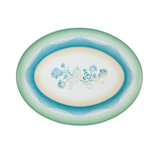 Oval L porcelain dish in multicolor, 41.6 x 32.3 x 2.9 cm | treasures