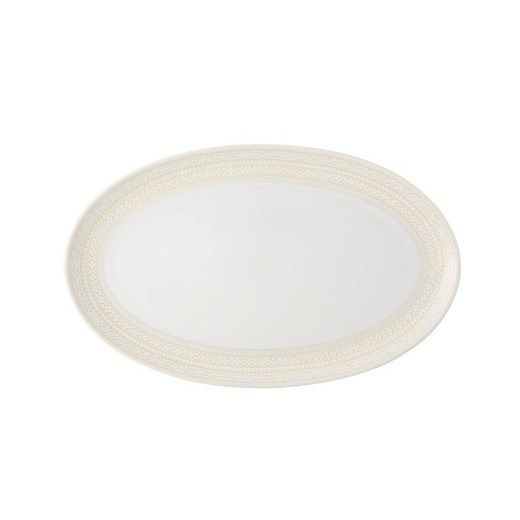 Piatto ovale M in porcellana avorio, 33,8 x 21 x 2,5 cm | avorio