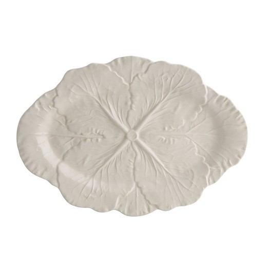 Oval S dish made of white earthenware, 37.4 x 26 x 3.5 cm | White cabbage