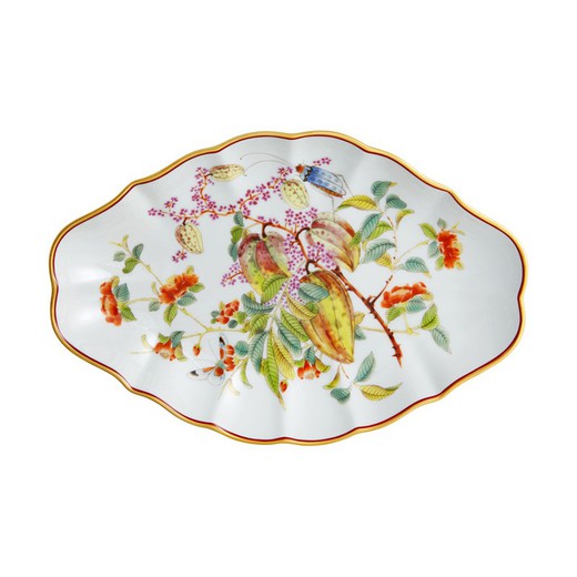 Oval dish S in multicolored porcelain, 27.1 x 17.6 x 5.1 cm | Royal Palace