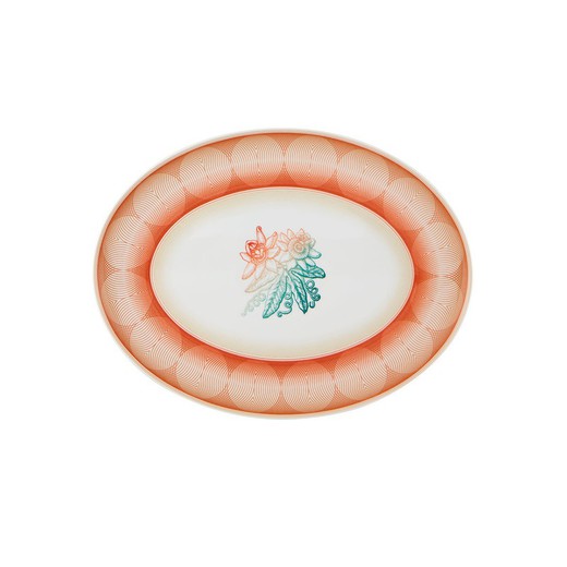 Prato oval S em porcelana multicolorida, 34,7 x 26,5 x 2,8 cm | tesouros