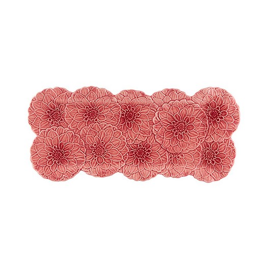 Prato retangular em faiança Dalia rosa, 47 x 20 x 2 cm | Maria Flor