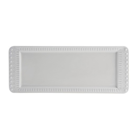 Rectangular dish made of light grey earthenware, 47.5 x 18.6 x 2.9 cm | Fantasy