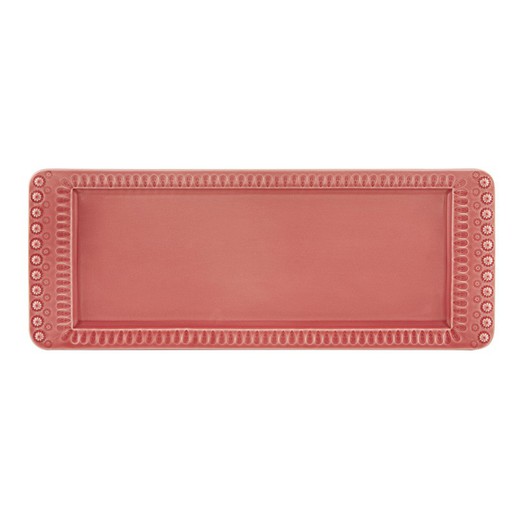 Plat rectangulaire en faïence rose, 47,5 x 18,6 x 2,9 cm | Fantaisie