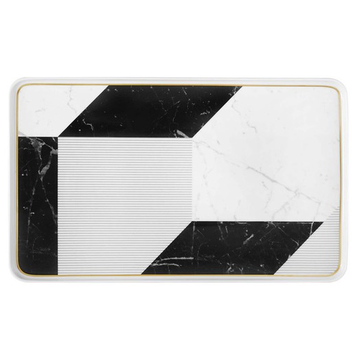 Große rechteckige Platte aus Carrara-Porzellan, 41,9x25,2x1,9 cm