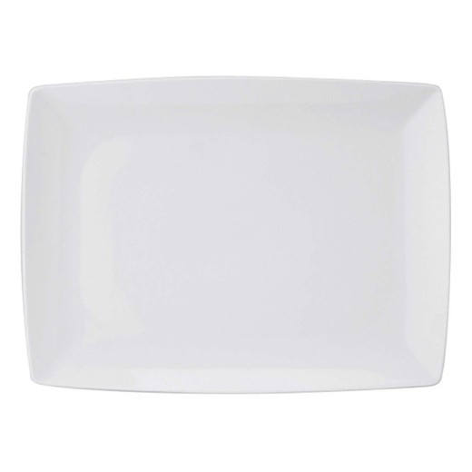 Medium rectangular porcelain platter Carré Whité, 31.7x20.1x2.8 cm