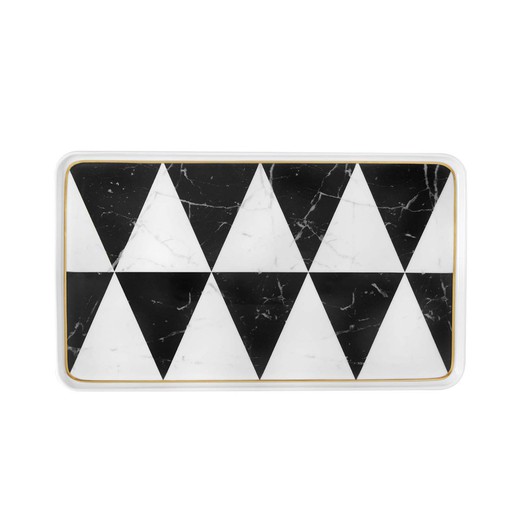 Kleine rechteckige Platte aus Carrara-Porzellan, 34,6x20,2x1,8 cm