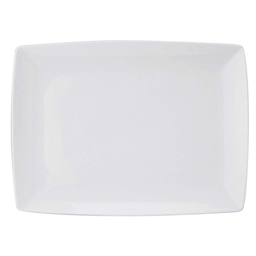 Fuente rectangular grande de porcelana, 38,4x28,3x2,9 cm | Carré White
