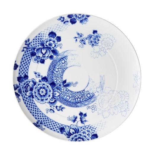 Plat rond en porcelaine blanc et bleu, 39,6 x 39,6 x 3,8 cm | Bleu Ming