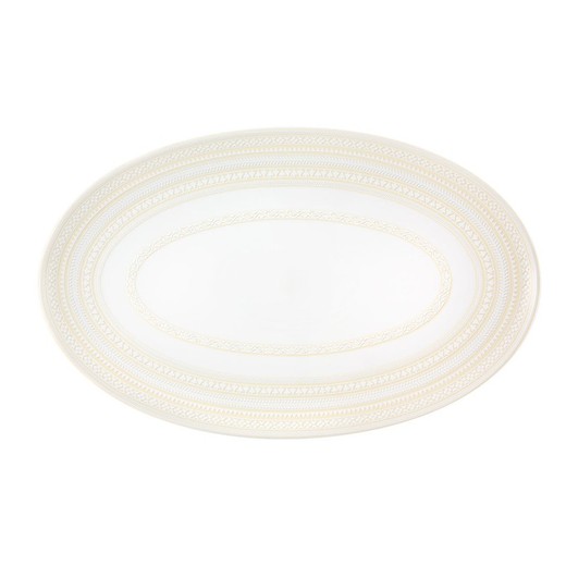 Fuento oval L de porcelana en marfil, 39,3 x 24,5 x 2,4 cm | Ivory