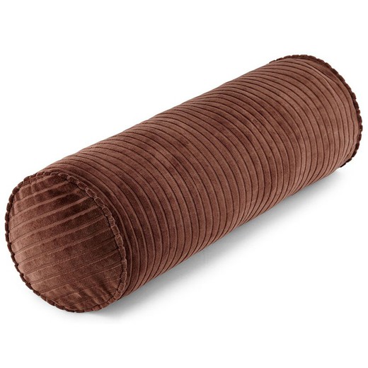 Funda de cojín de algodón orgánico rulo marrón, 20 x 60 cm