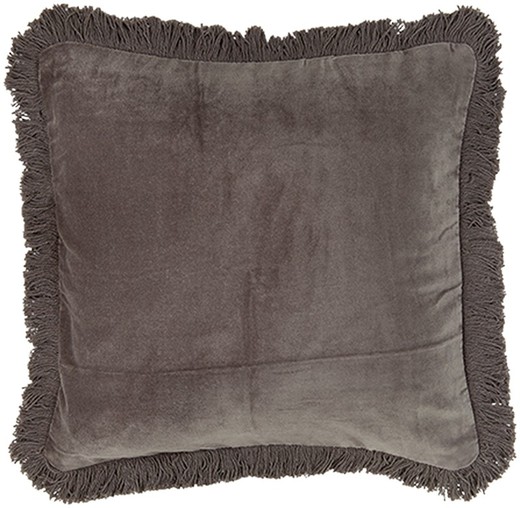 Capa de almofada de veludo cinza com franjas 45 x 45 cm